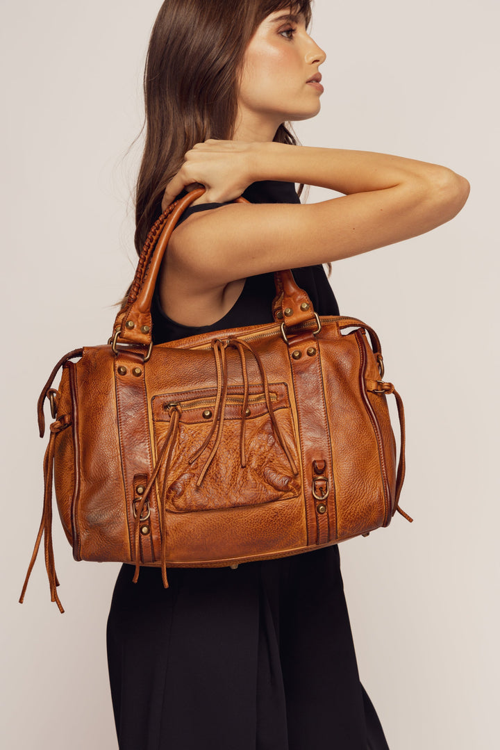 LUSHER CLASSIC FRINGE HOBO, LUSHER + BAYSIDE84 COLLAB, BAYSIDE84 HOBO BAG, LUSHER LEATHER BAGS, COGNAC HOBO BAG