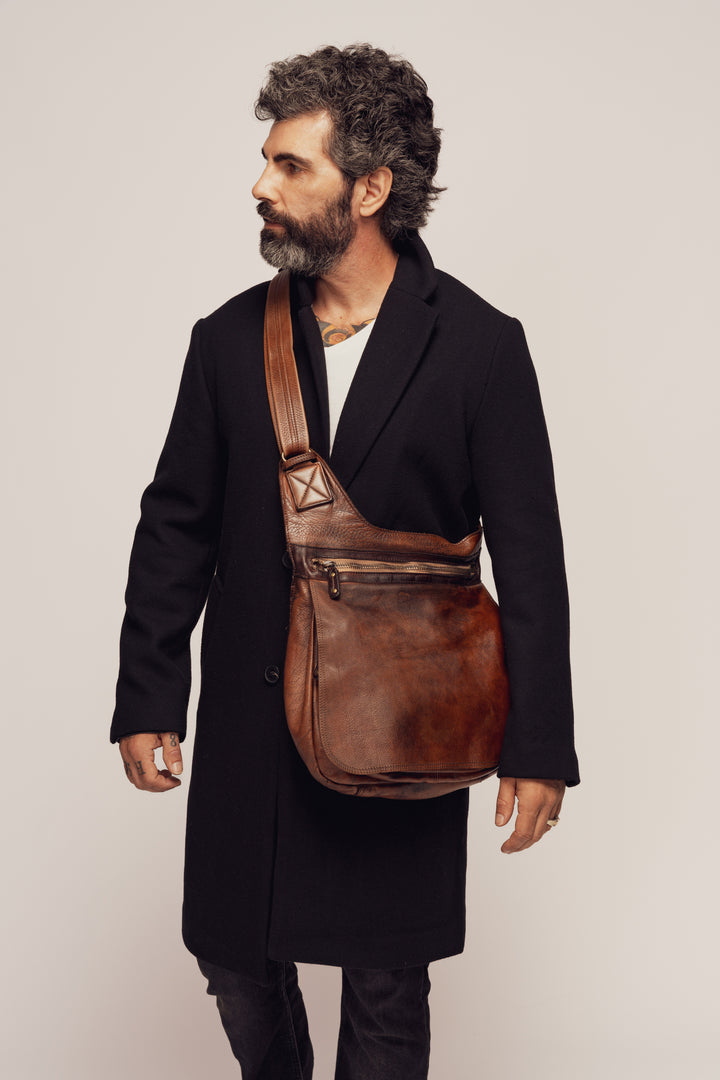 BAYSIDE84 Crossbody Saddle Bag - Cigar Brown - Men's