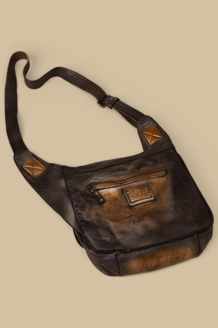LUSHER SADDLE BAG BLACK VINTAGE. LUSHER BAYSIDE84 LEATHER SADDLE BAG BLACK VINTAGE