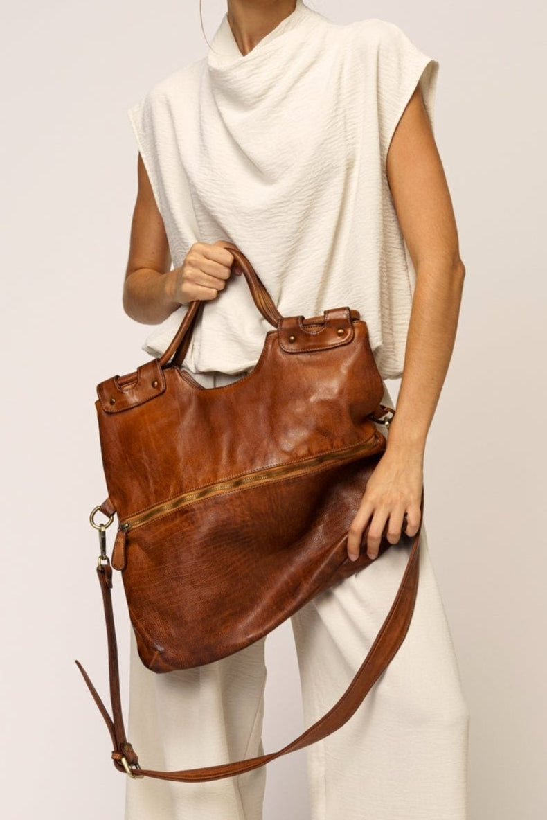 bella foldover tote cognac, falabella bag, convertible crossbody messenger bag, cognac leather tote bag. soft foldover clutch