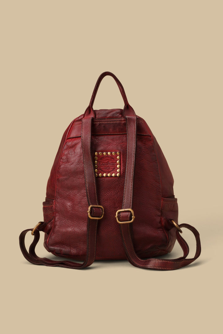 LUSHER EXPLORER BACKPACK BORDEAUX, BORDEAUX LEATHER BACKPACK PURSE, LUSHER LEATHER