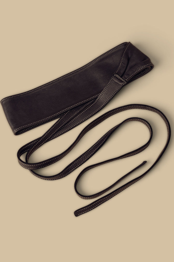 LUSHER Leather Obi Belt, Lusher leather black obi belt, black leather obi belt, black leather wrap belt, black leather kimono belt, black tie belt