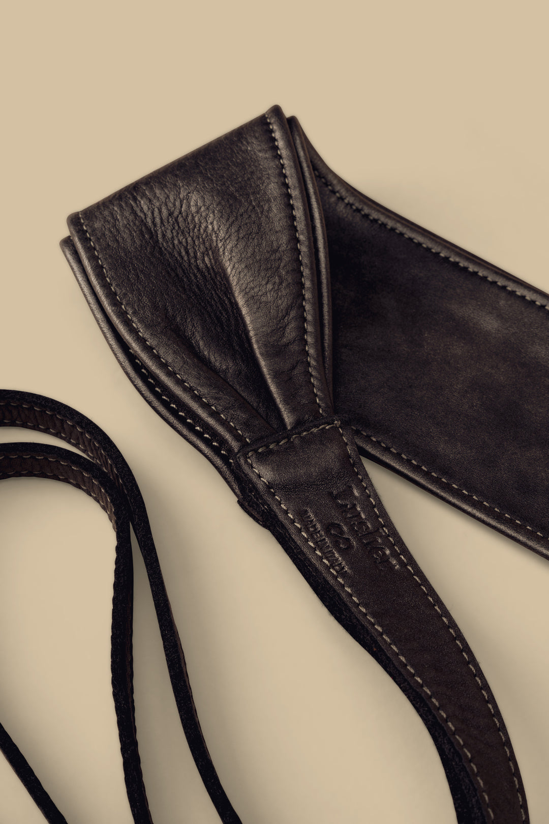 Leather Obi Wrap Belt - Stone Washed - Black Silver