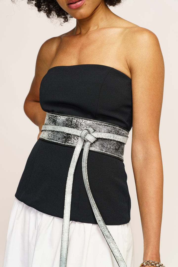LUSHER LEATHER OBI BELT, LUSHER WRAP BELTS, BLACK AND WHITE BELT, SPECKLED LEATHER BELT, SOFT LEATHER OBI BELTS, LUXURY LEATHER OBI BELTS