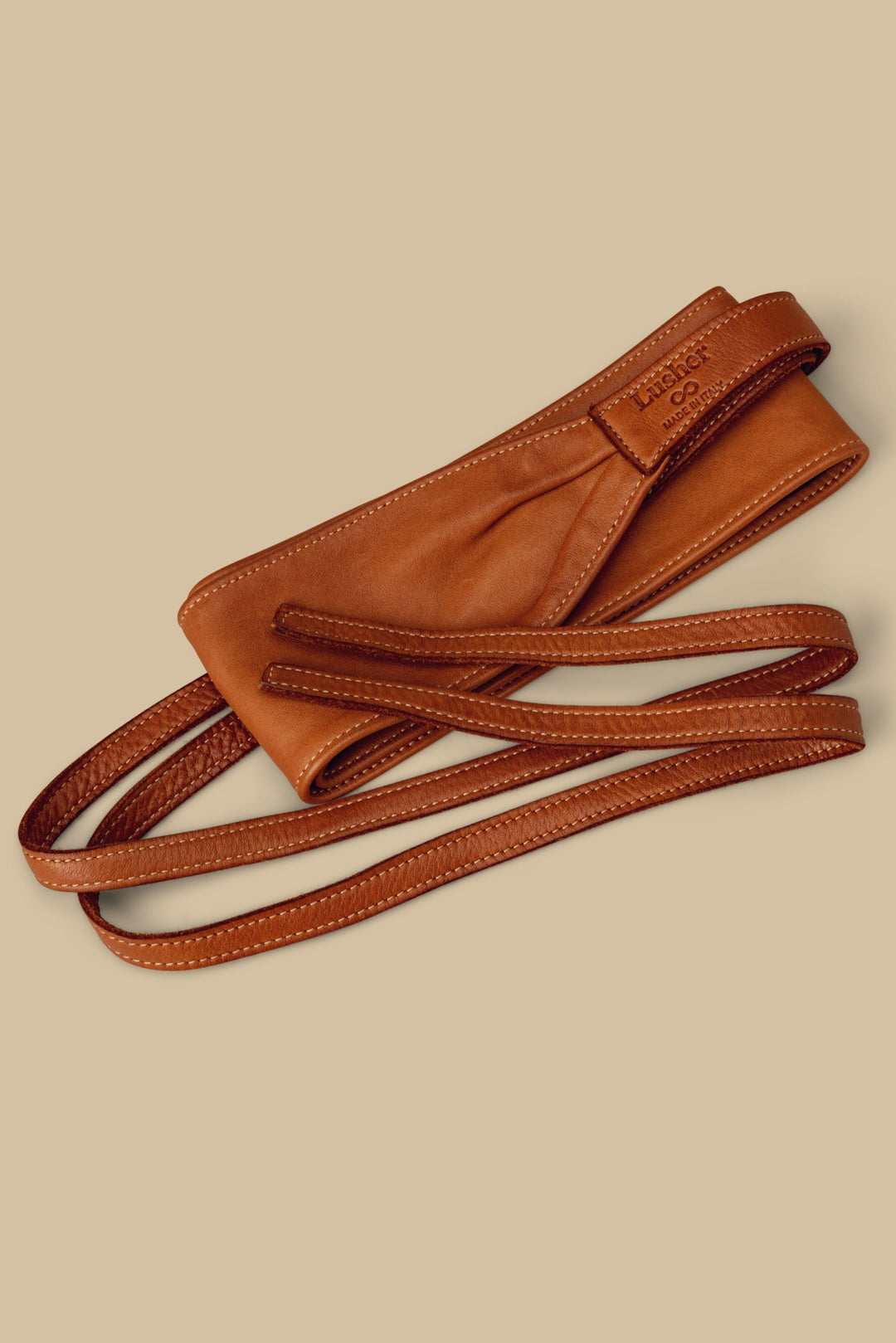 LUSHER LEATHER WRAP OBI BELT, COGNAC LEATHER WRAP OBI BELT, BUTTERY SOFT CALFSKIN LEATHER WRAP BELT, LEATHER KIMONO BELT,
