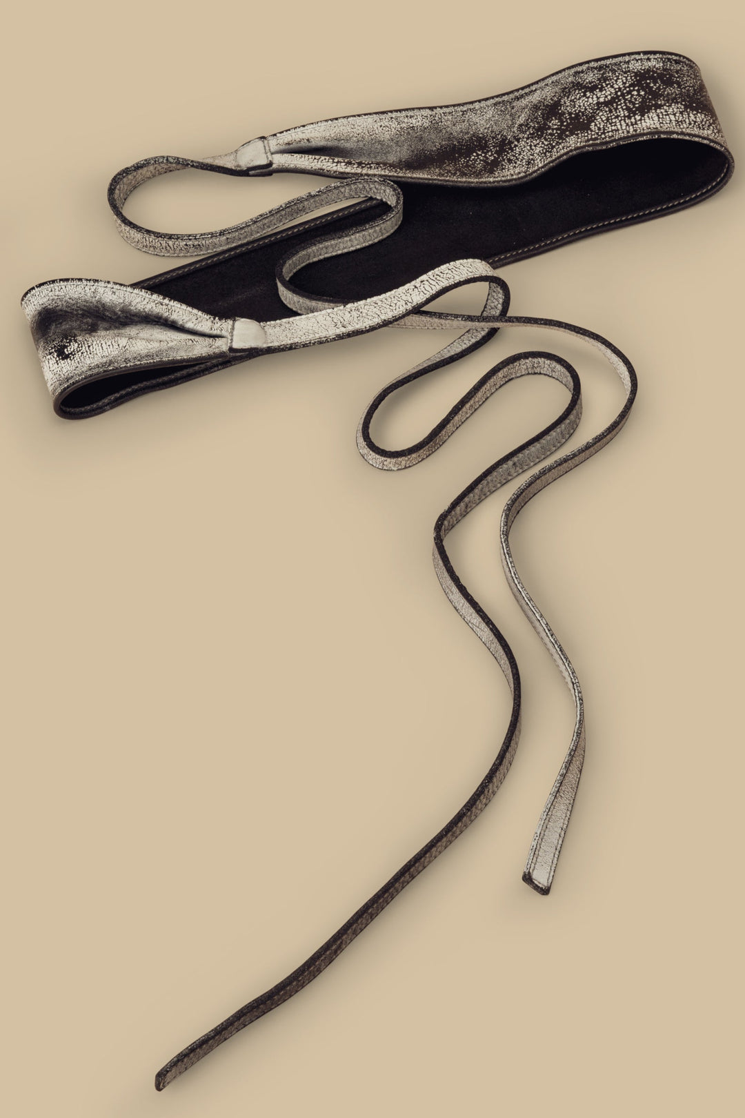 LUSHER LEATHER OBI BELT, LUSHER WRAP BELTS, LUSHER BLACK AND WHITE BELT, LUSHER BLACK AND WHITE OBI BELT