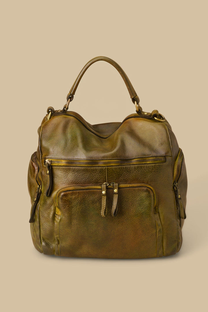 LUSHER QUEST BACKPACK PURSE CAMOUFLAUGE GREEN, LUSHER LEATHER QUEST BACKPACK PURSE