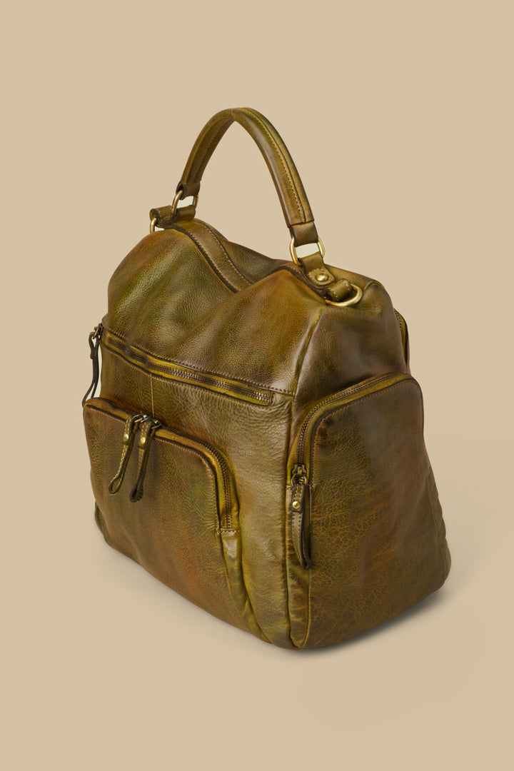 LUSHER QUEST BACKPACK PURSE CAMOUFLAUGE GREEN, LUSHER LEATHER QUEST BACKPACK PURSE