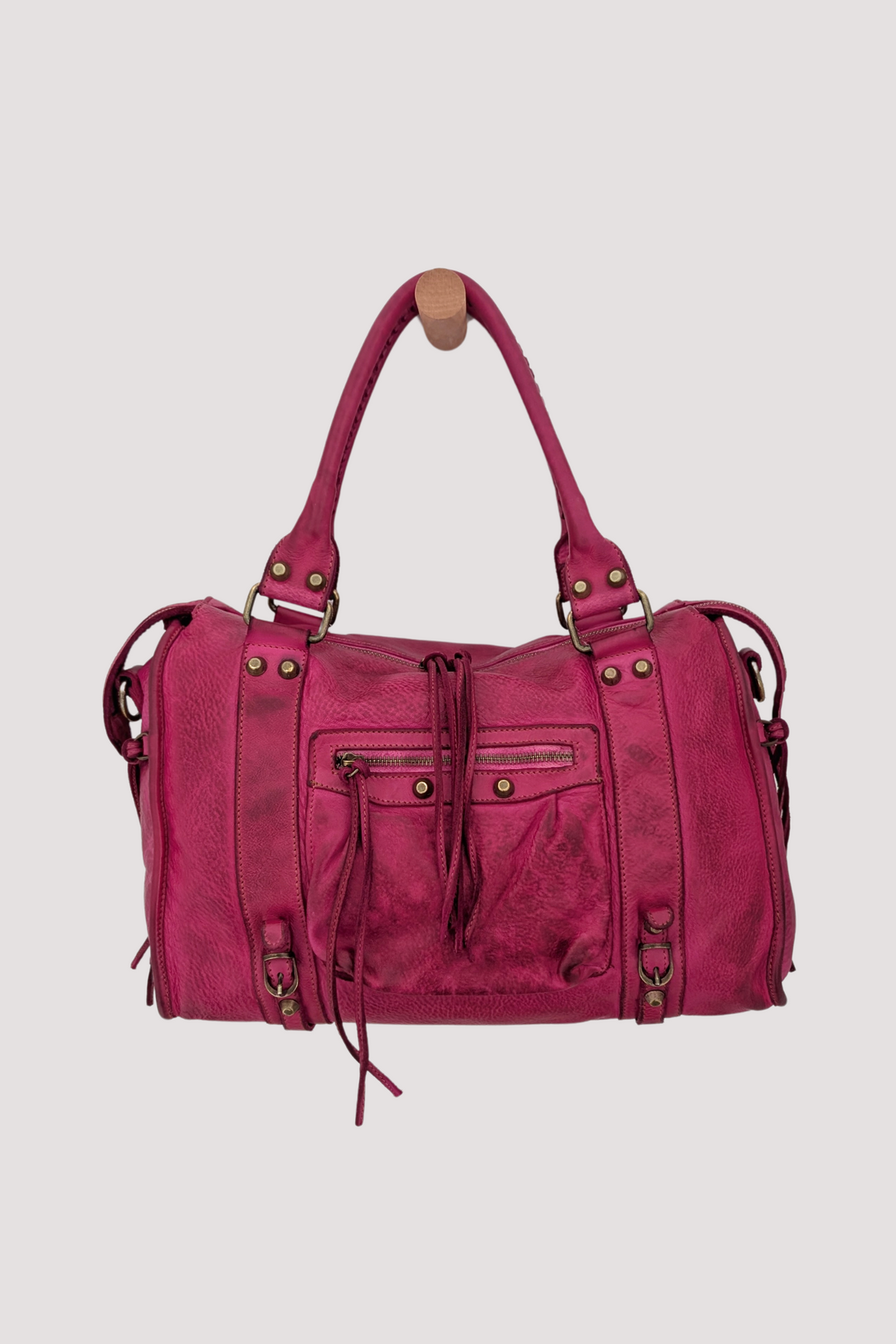 BAYSIDE84 Classic Fringe Hobo Bag - Fuchsia