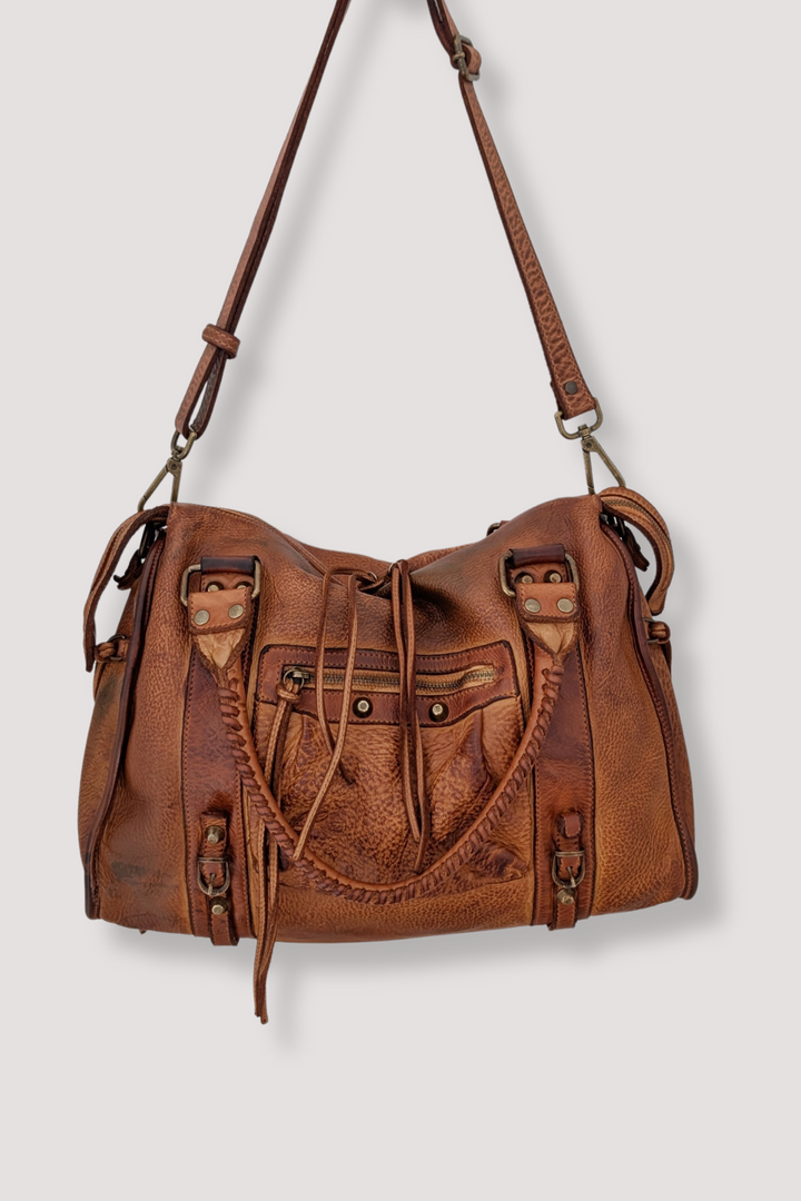 BAYSIDE84 Classic Fringe Hobo - Cognac