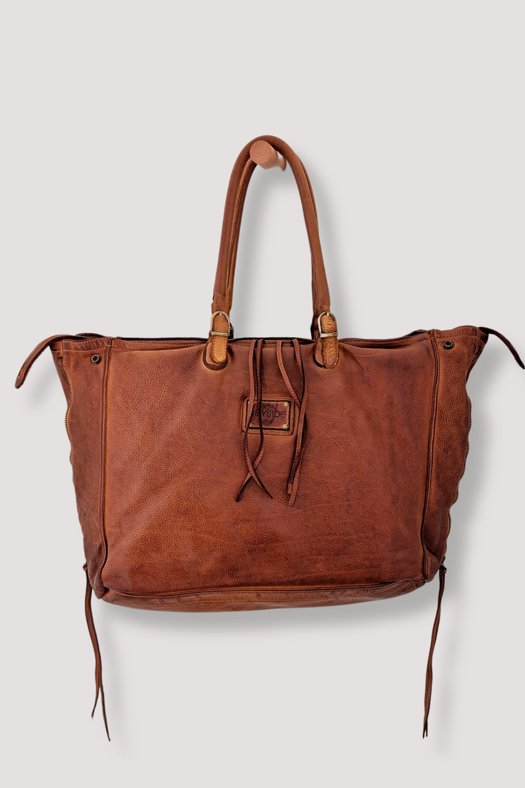 Bayside84 XL Classic Fringe Tote - Cognac