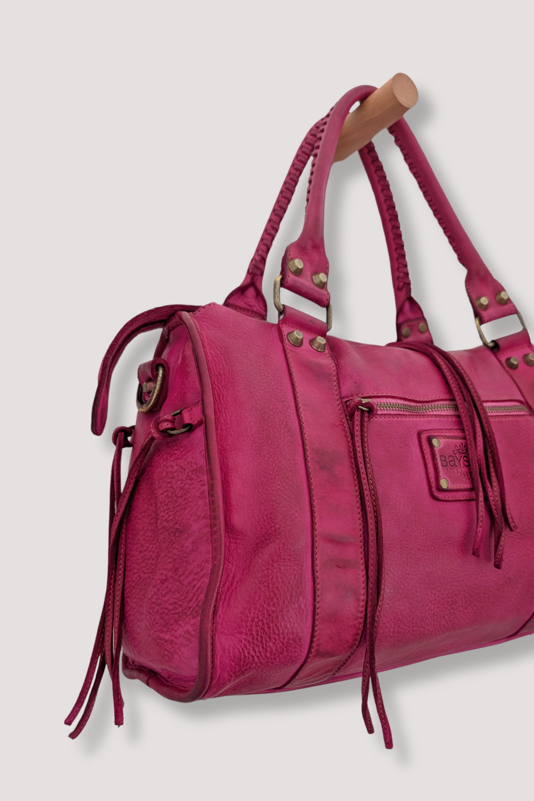 BAYSIDE84 Classic Fringe Hobo Bag - Fuchsia