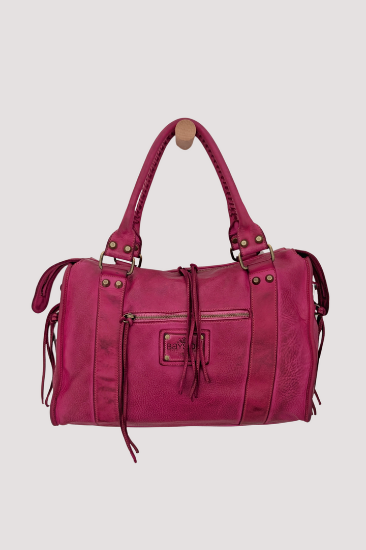 BAYSIDE84 Classic Fringe Hobo Bag - Fuchsia