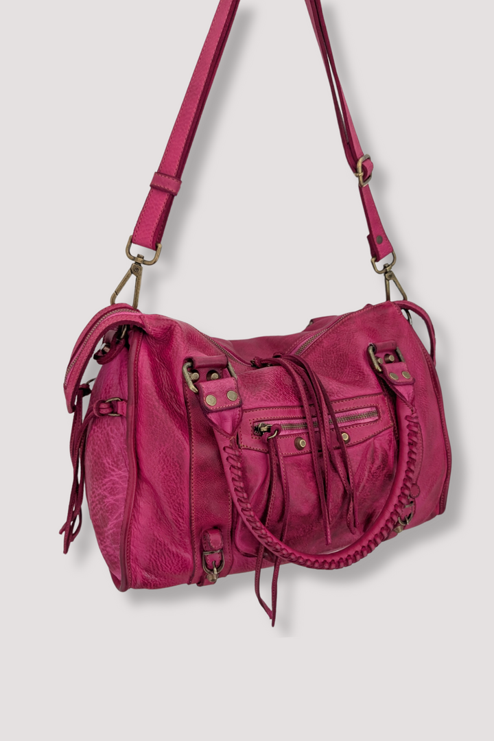 BAYSIDE84 Classic Fringe Hobo Bag - Fuchsia