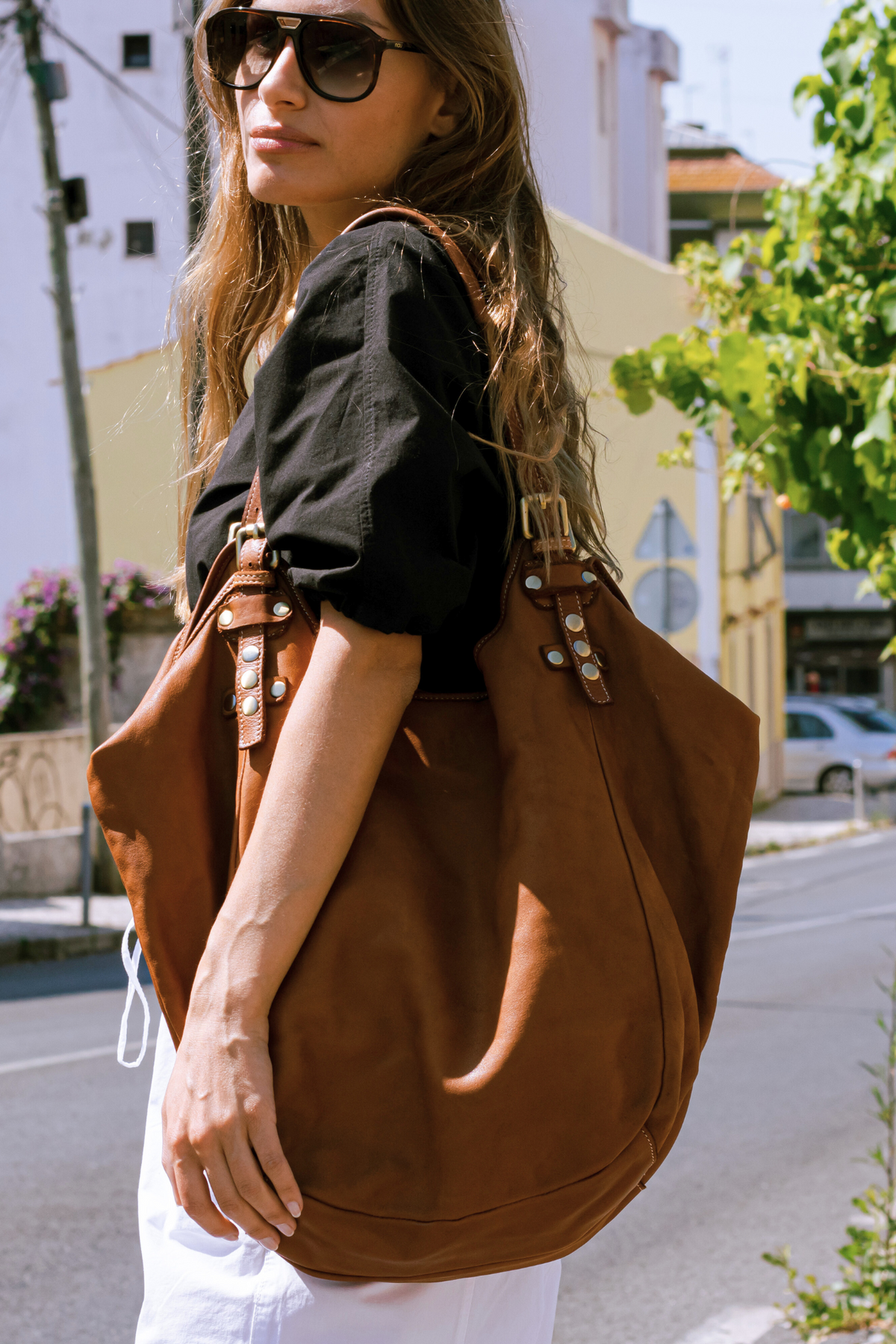 Large Brown Leather Hobo Bag - Slouchy Shoulder Purse