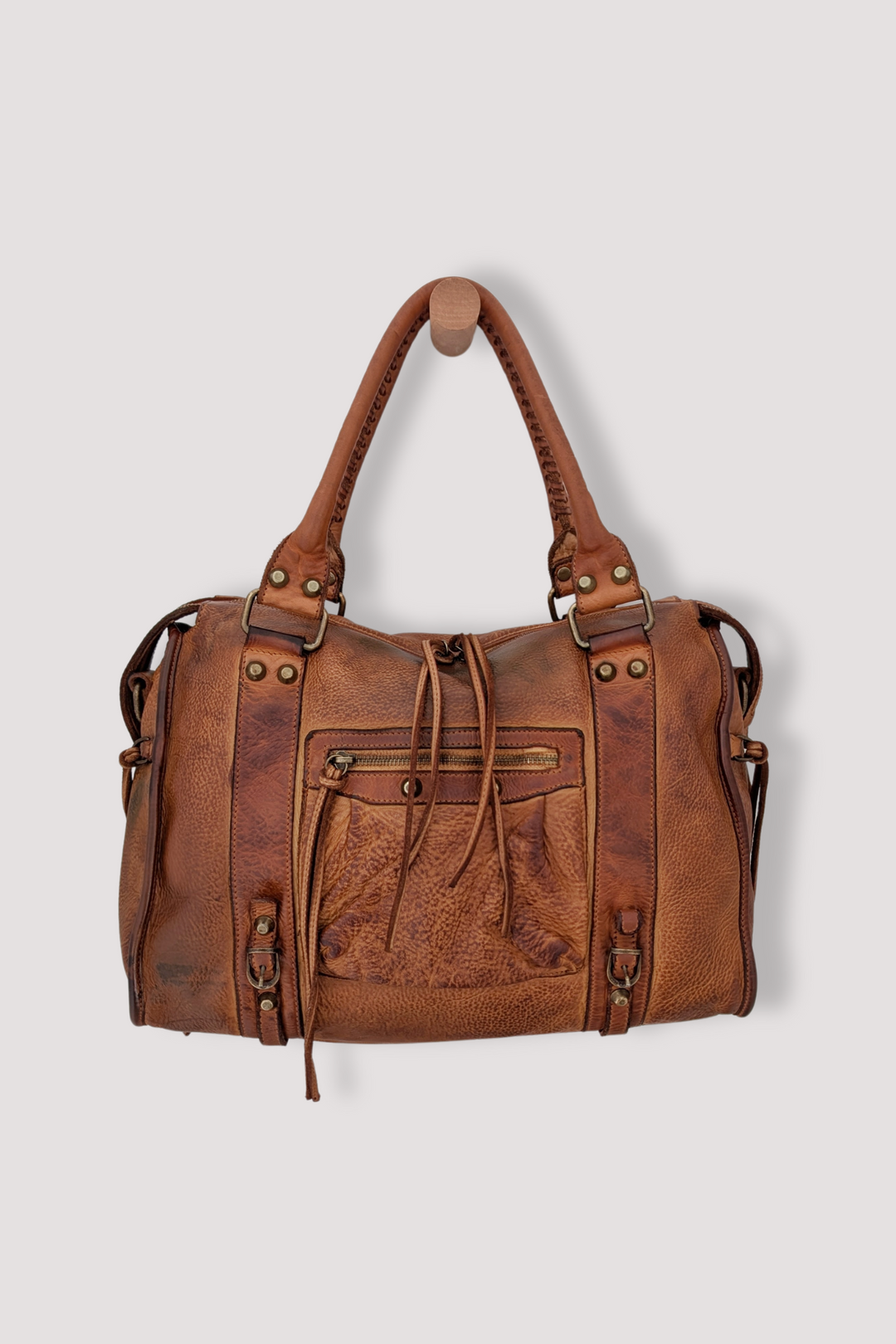 BAYSIDE84 Classic Fringe Hobo - Cognac