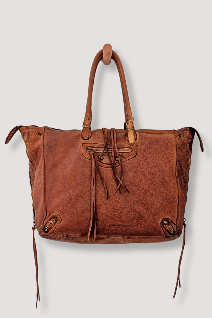 Bayside84 XL Classic Fringe Tote - Cognac