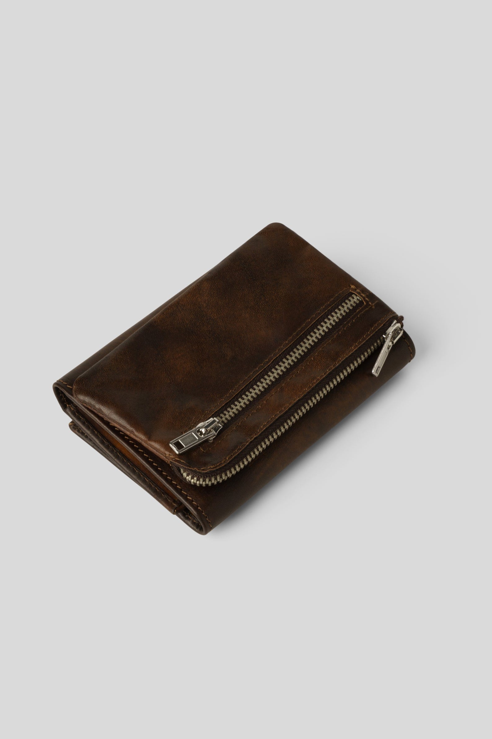 Alchimia Studded Leather Trifold Wallet - Brown – LUSHER.co