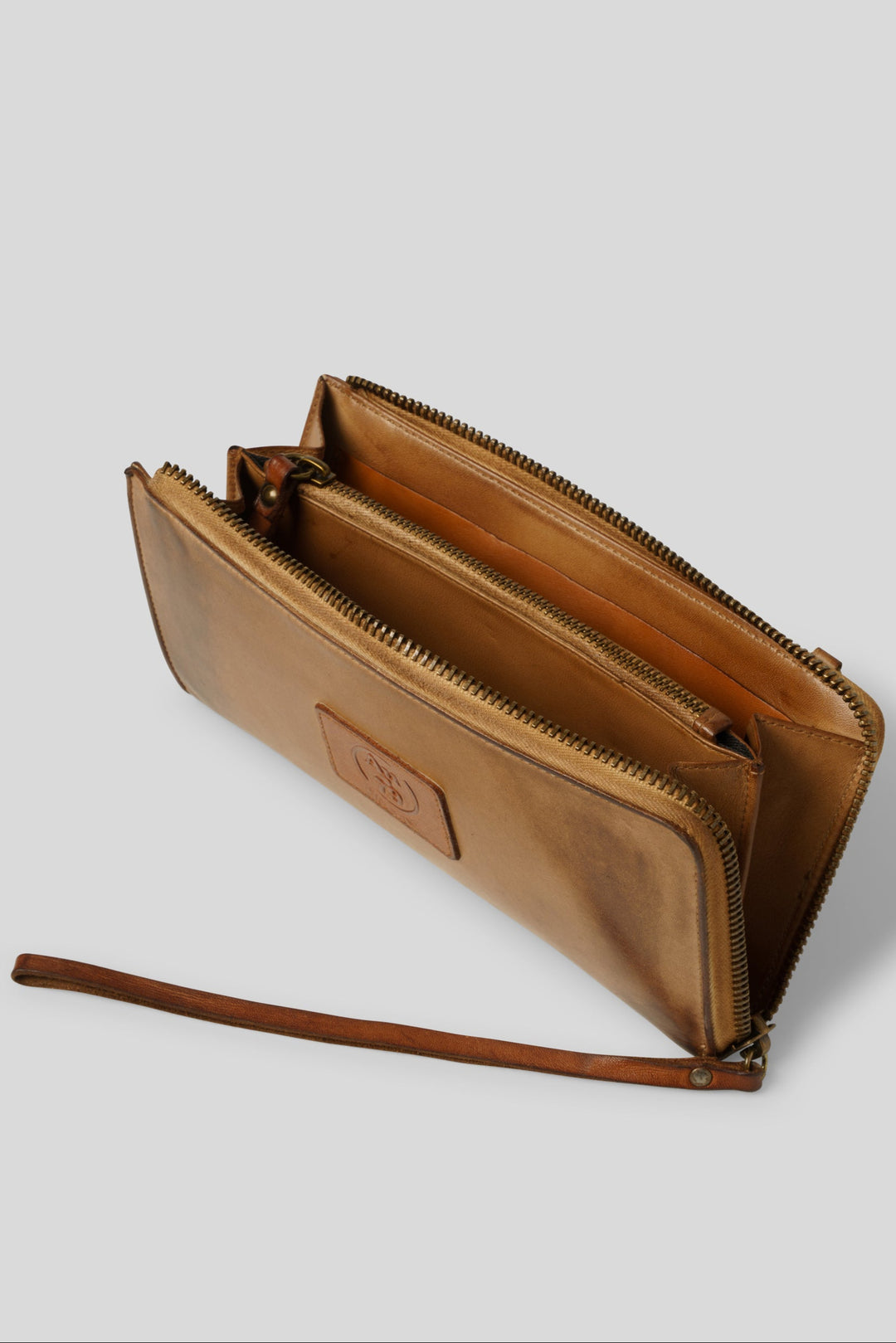 AU79 Cognac Italian leather crossbody wallet, lusher wallets, vegetable tanned leather wallet, luxury crossbody clutch wallets 