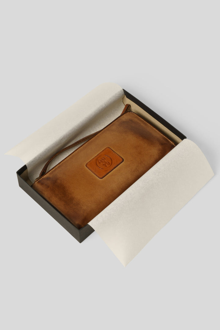 AU79 Cognac Italian leather crossbody wallet, lusher wallets, vegetable tanned leather wallet, luxury crossbody clutch wallets 