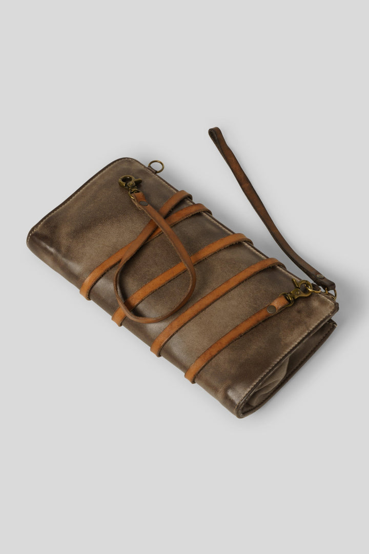 AU79 CROSSBODY WALLET TAUPE, LUSHER WALLET, VEGTABLE TANNED ITALIAN LEATHER CROSS BODY WALLET, LUXURY WALLETS
