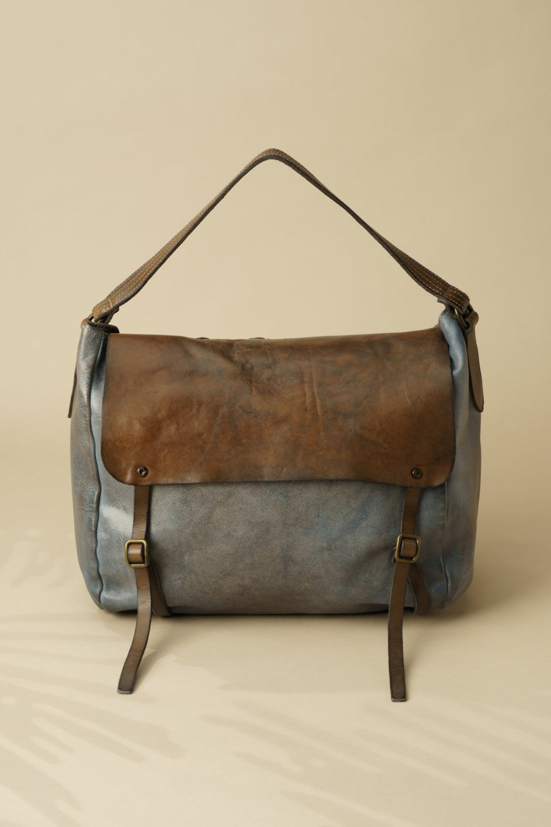 Lusher Messenger and Crossbody 
Vintage Denim, Blue Leather Messenger  Crossbody Bag with Brown Flap, LUSHER AU79 Messenger Crossbody Bag Blue, benton messenger denim