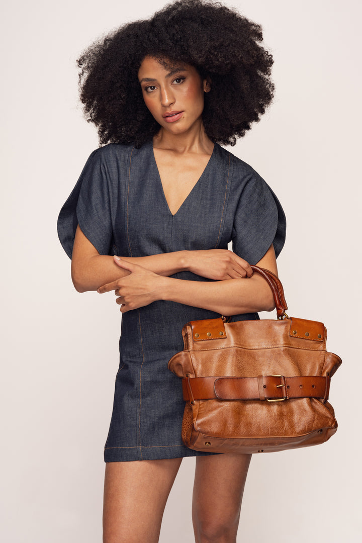 Belted Tote - Cognac