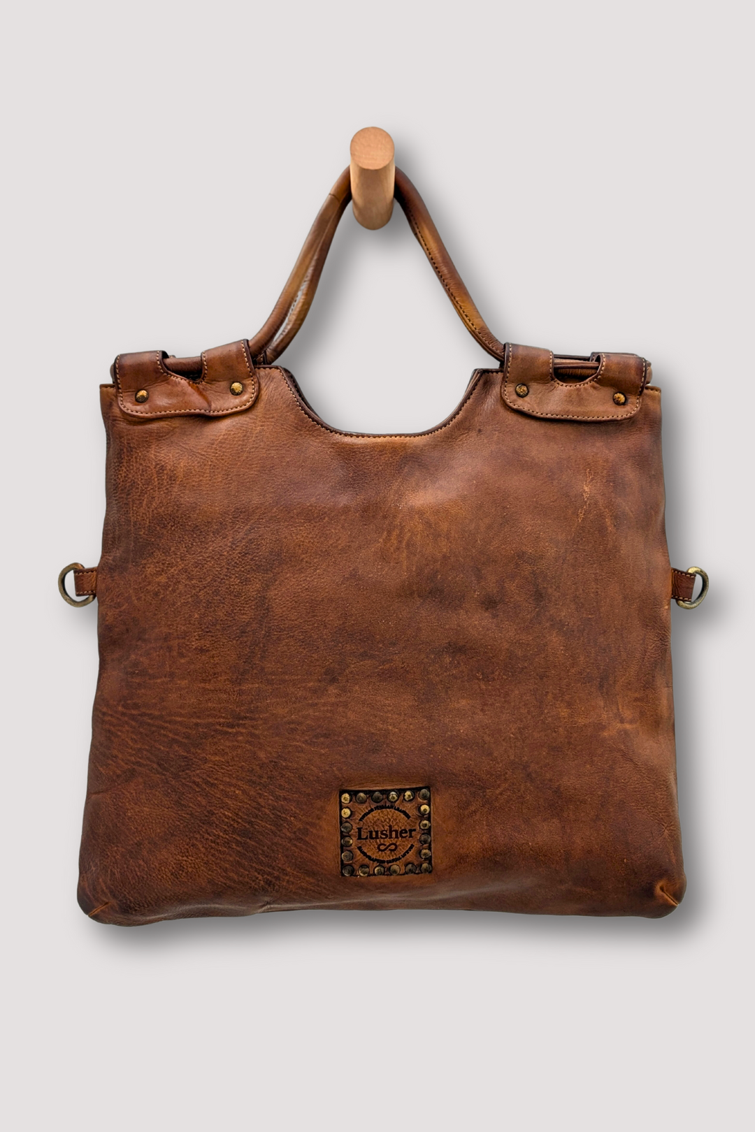 Bella Foldover Tote - Cognac Rocks