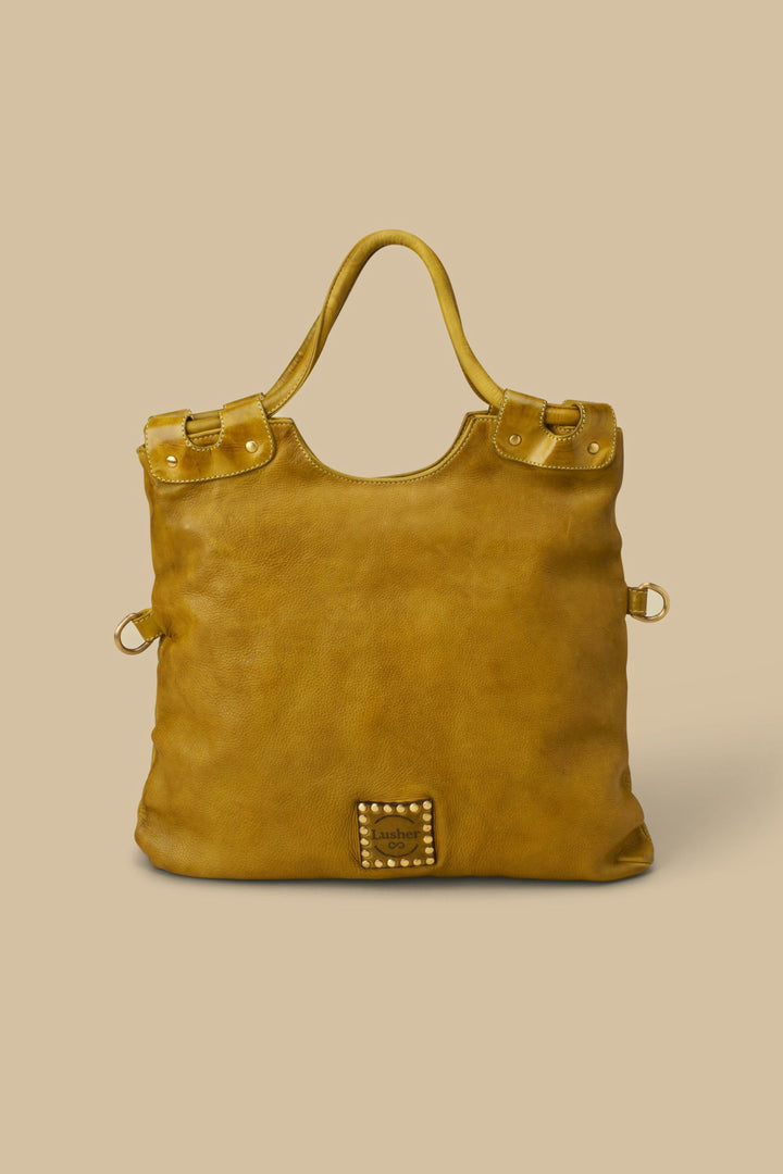 LUSHER Bella Fold Over Tote pistachio green, LUSHER Leather, Lusher.co