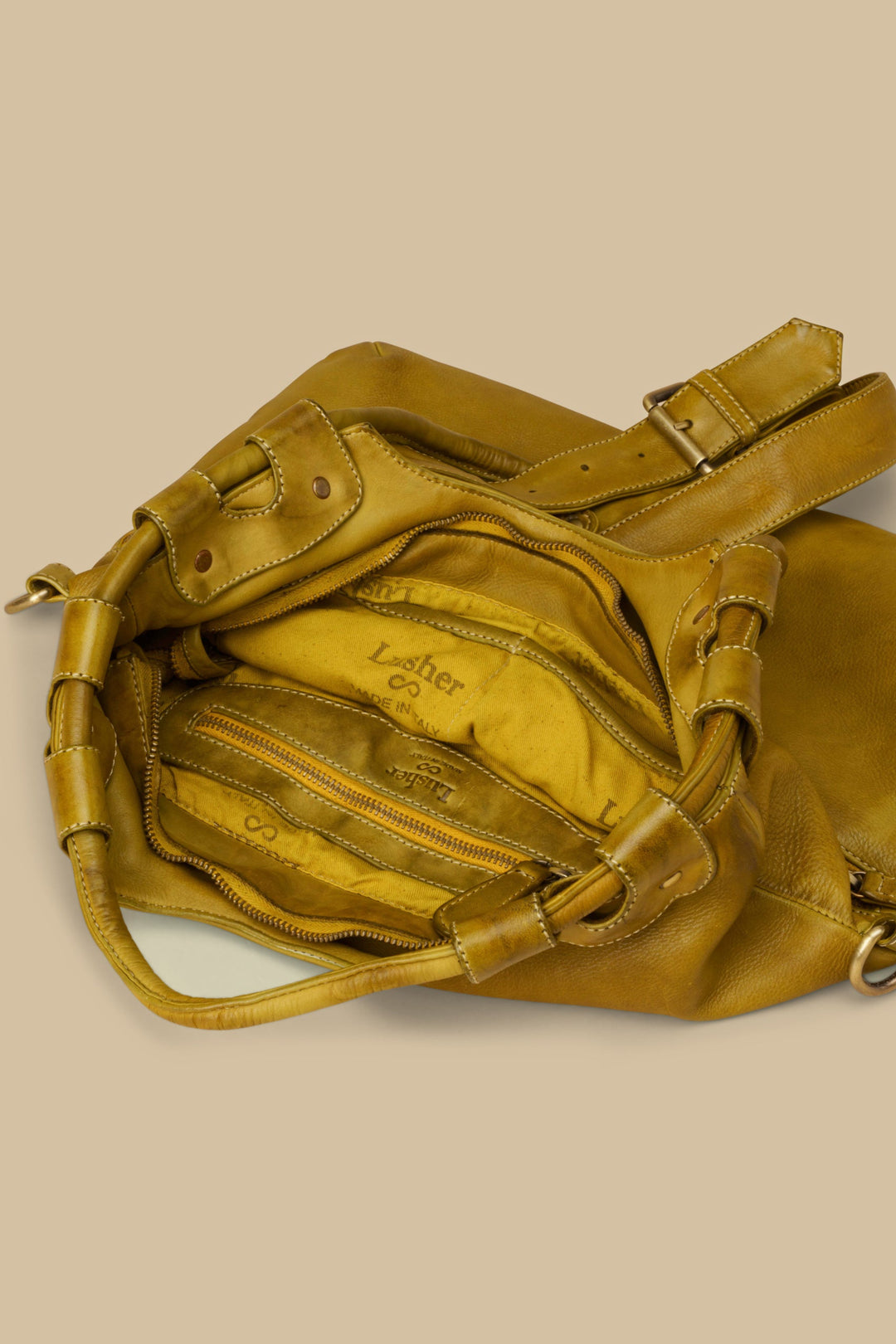 LUSHER Bella Fold Over Tote pistachio green, LUSHER Leather, Lusher.co