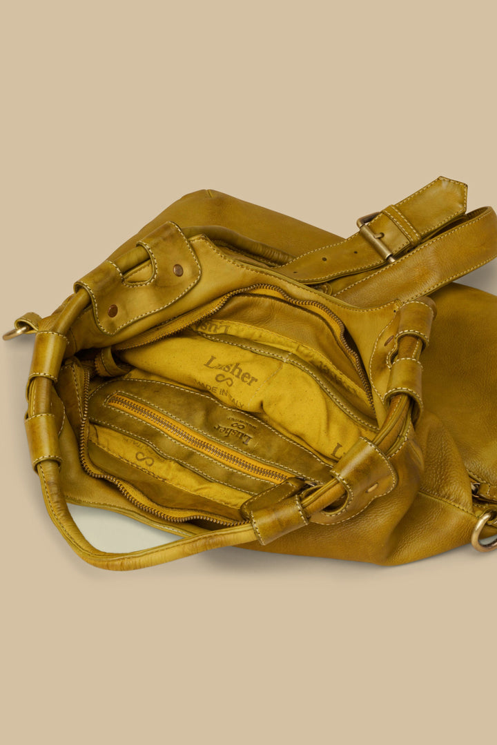 LUSHER Bella Fold Over Tote pistachio green, LUSHER Leather, Lusher.co