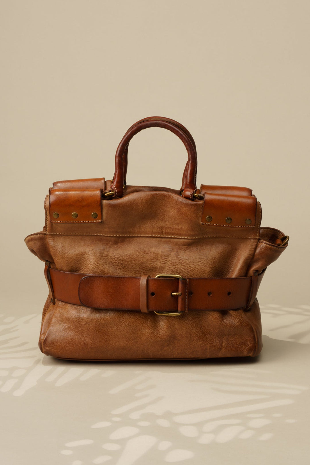 LUSHER AU79 BELTED TOTE COGNAC, Mini Belted Tote