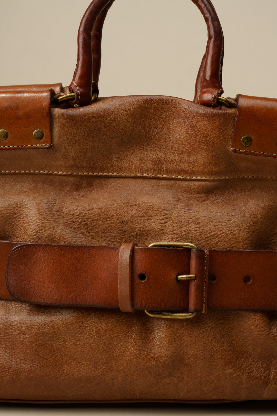 LUSHER AU79 BELTED TOTE COGNAC, Mini Belted Tote