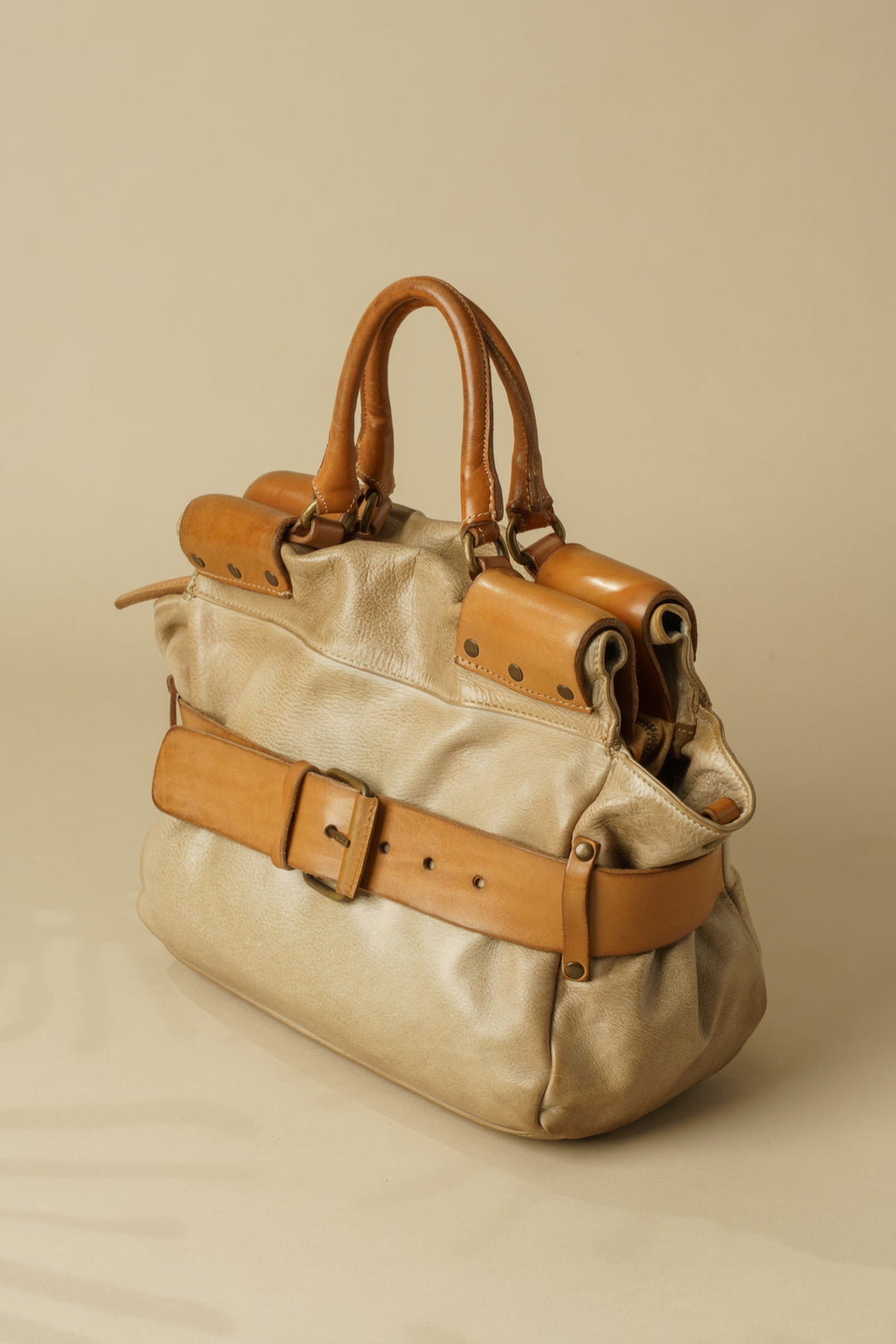 Lusher Belted Leather Tote, LUSHER AU79 COLLAB Belted Leather Tote, Crossbody Belted Tote Bag, Vegetable Tanned Slouchy Leather Tote, Lusher Leather, Lusher House of Vintage