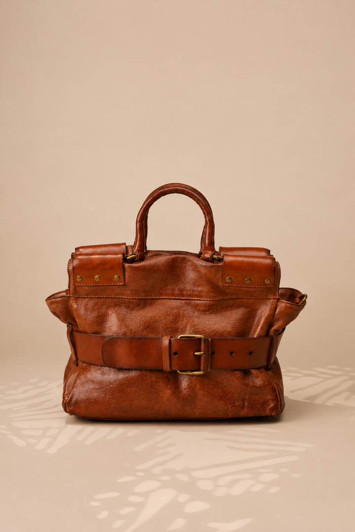 Belted Tote - Cognac