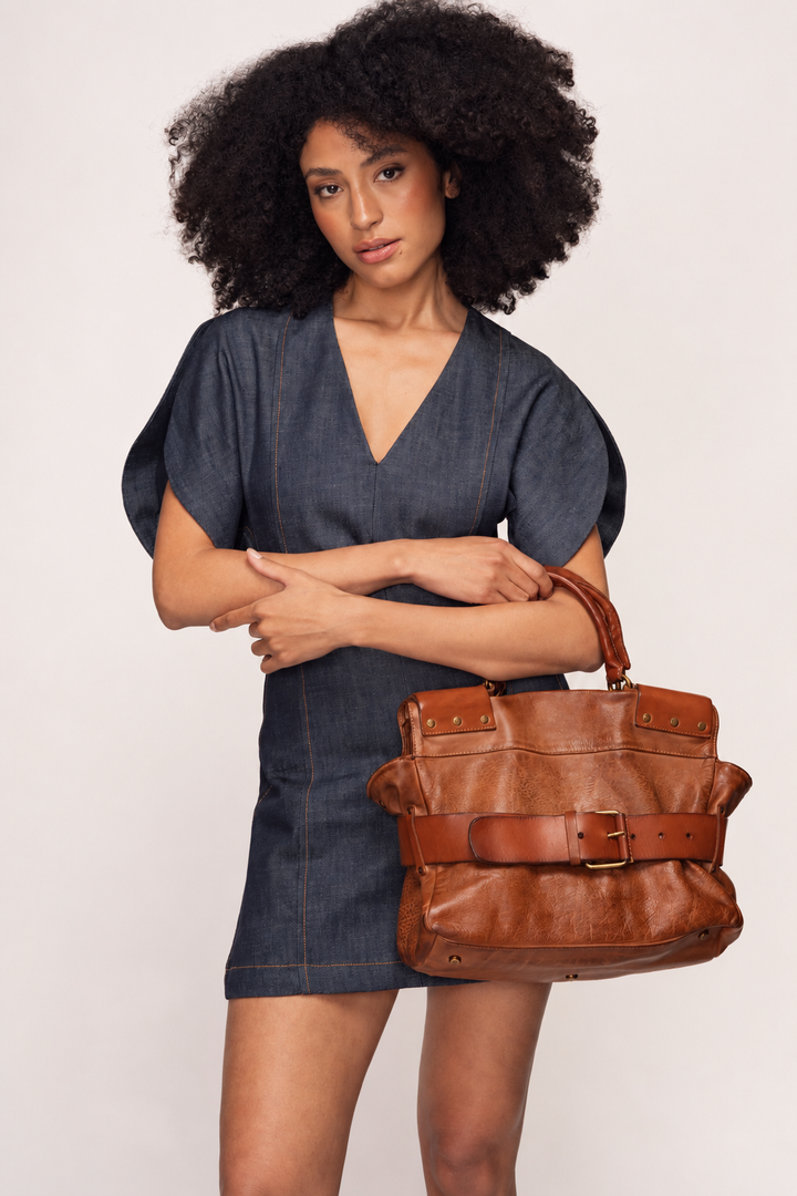 Belted Tote - Cognac