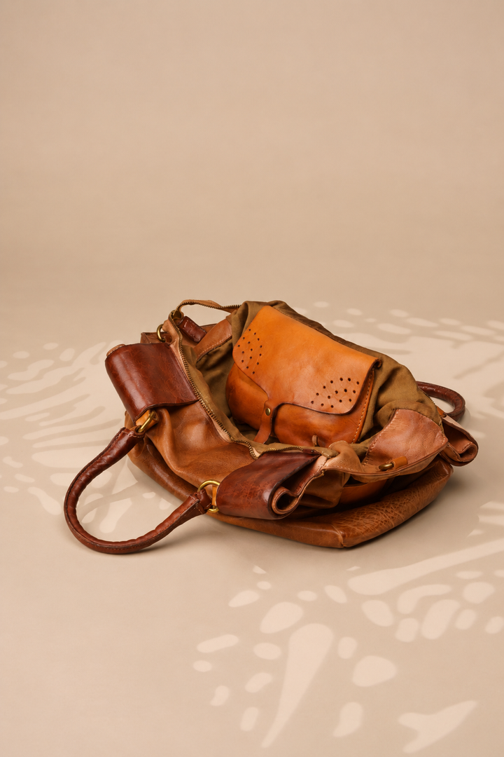 Belted Tote - Cognac