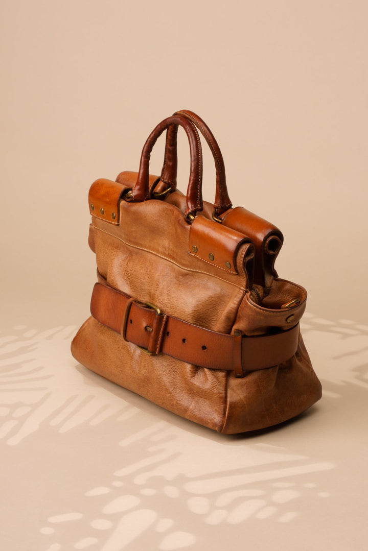 BELTED TOTE - COGNAC | LUSHER