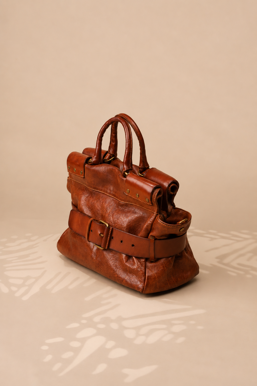 Belted Tote - Cognac