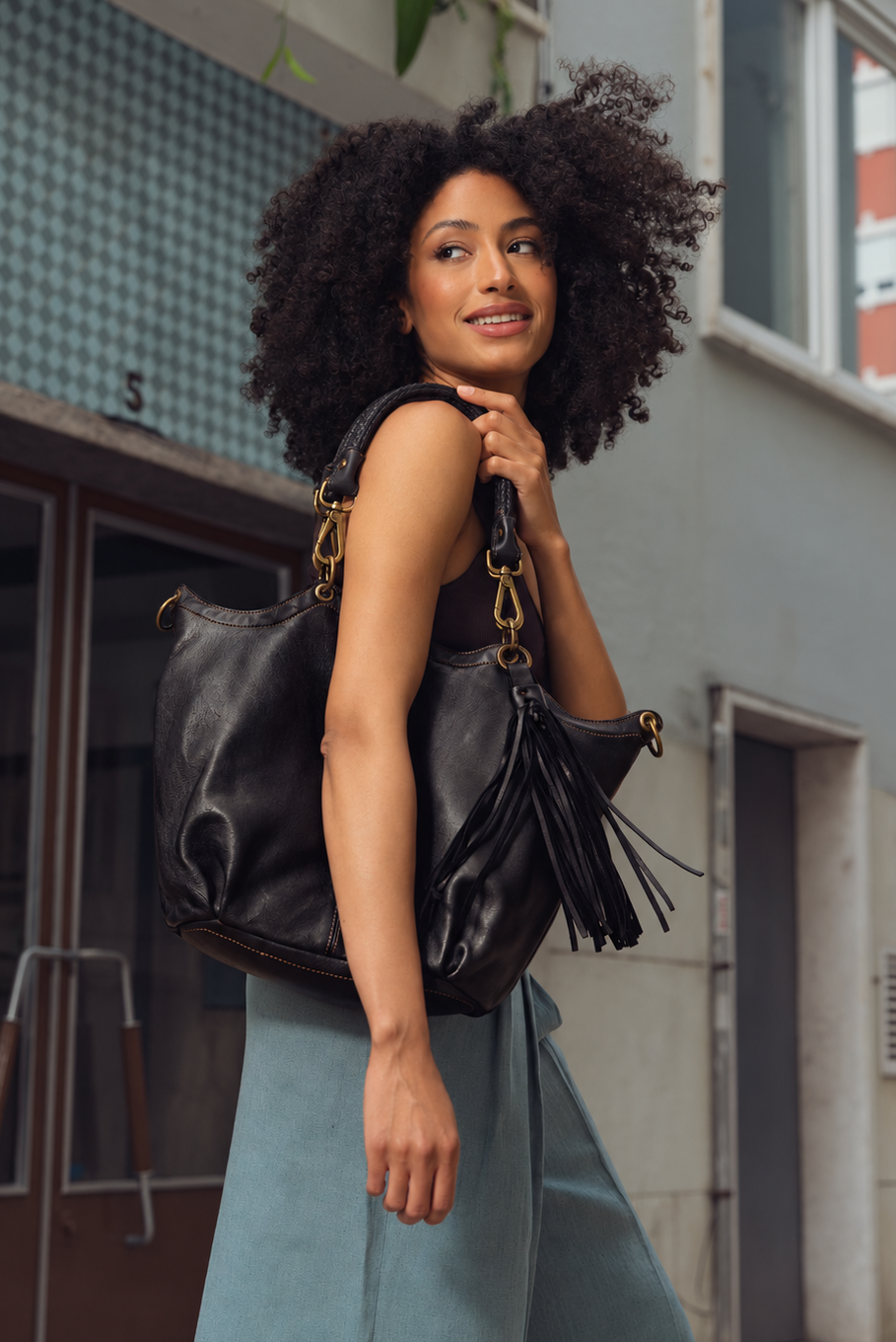 Calla Lily Convertible Hobo - Black