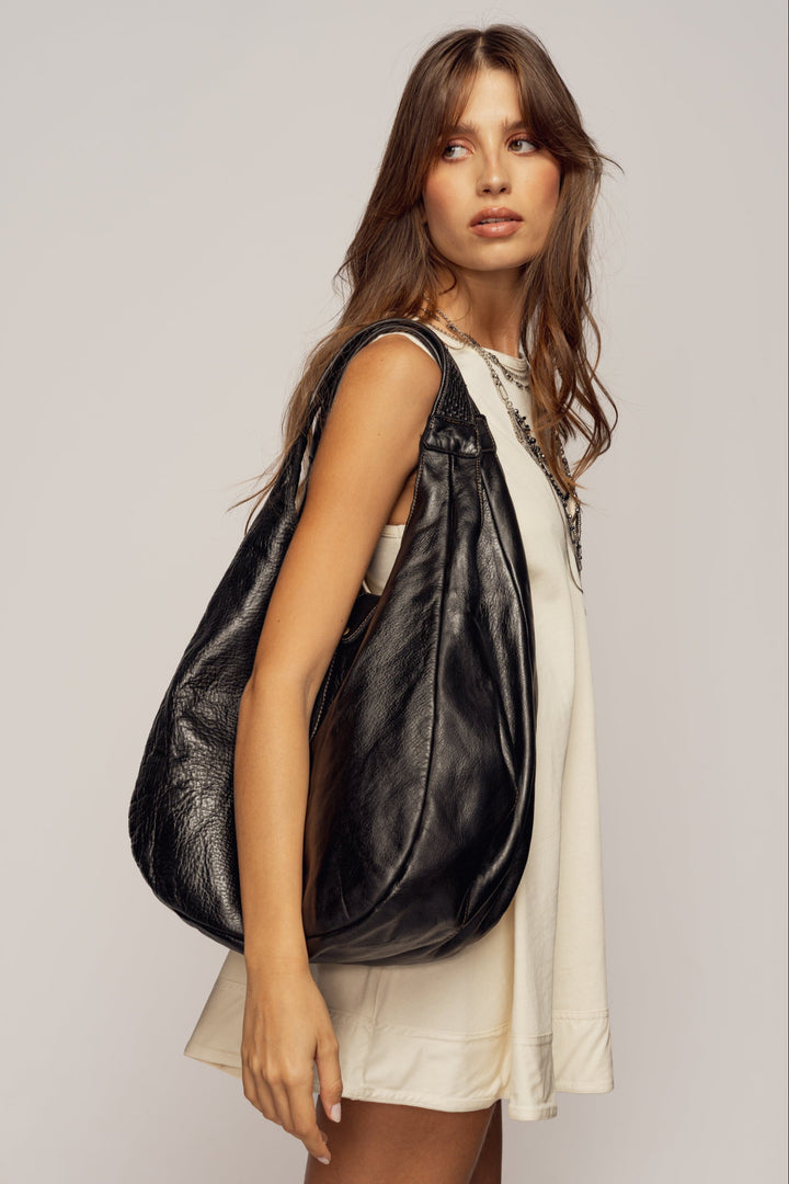 lusher carryall hobo, lusher.co leather hobo bags, black leather hobo bag, xl black hobo, oversized black leather hobo, soft slouchy hobo crossbody bag