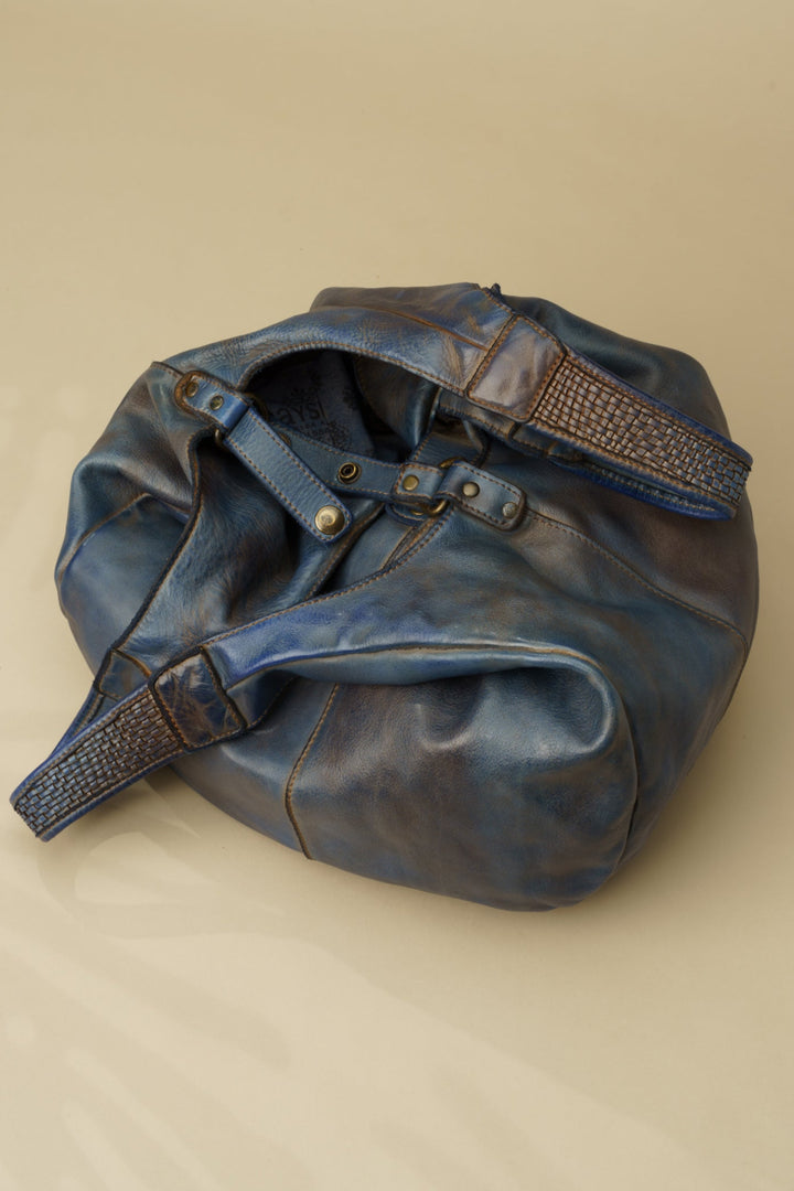 LUSHER CARRYALL HOBO BLUE, LUSHER BAYSIDE84 COLLAB CARRYALL HOBO, BLUE LEATHER HOBO, XL LEATHER HOBO, CROSSBODY HOBO BAG, SOFT SLOUCHY HOBO CROSSBODY