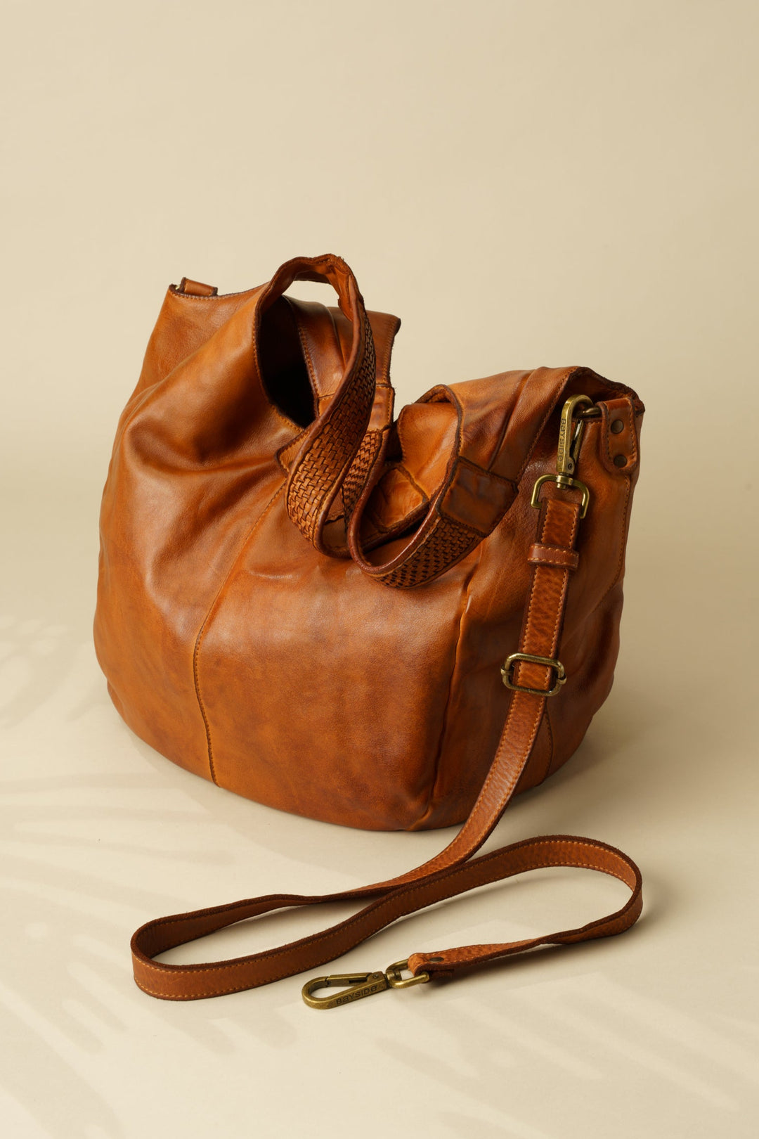 Lusher Carryall Hobo Cognac, Lusher Bayside84 Collab Carryall Hobo, Slouchy Crossbody Hobo, Soft slouchy XL hobo, Hobo Crossbody Bag, Cognac Leather XL Hobo