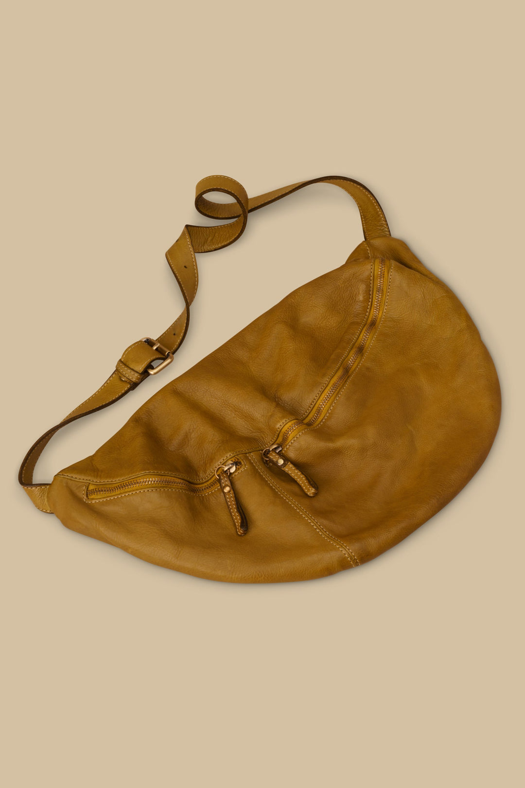 LUSHER CITY SLING BAG PISTACHIO GREEN, LUSHER LEATHER CITY SLING BAG. SOFT BOHO HOBO SLING BAG LUSHER.CO