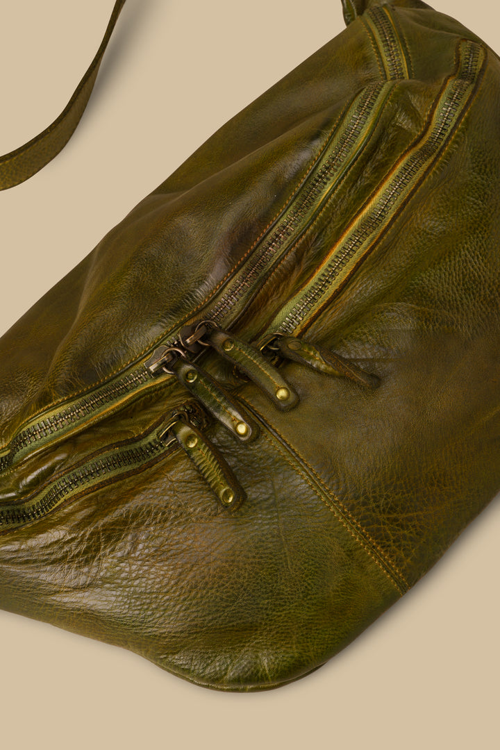 LUSHER CITY SLING BAG CAMOUFLAGE GREEN, LUSHER BAYSIDE84 CITY SLING BAG, LUSHER XL LEATHER SLING BAGS, SOFT SLOUCHY LEATHER HOBO CROSSBODY BAG
