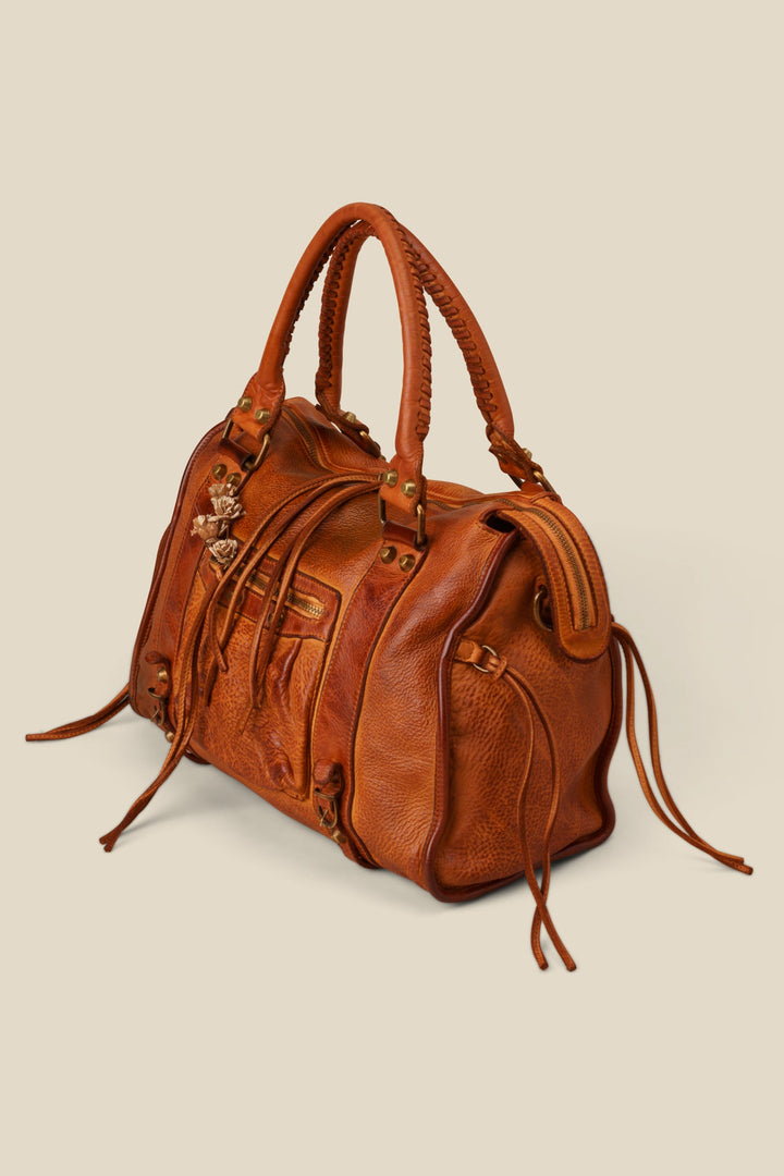 LUSHER CLASSIC FRINGE HOBO, LUSHER + BAYSIDE84 COLLAB, BAYSIDE84 HOBO BAG, LUSHER LEATHER BAGS, COGNAC HOBO BAG 