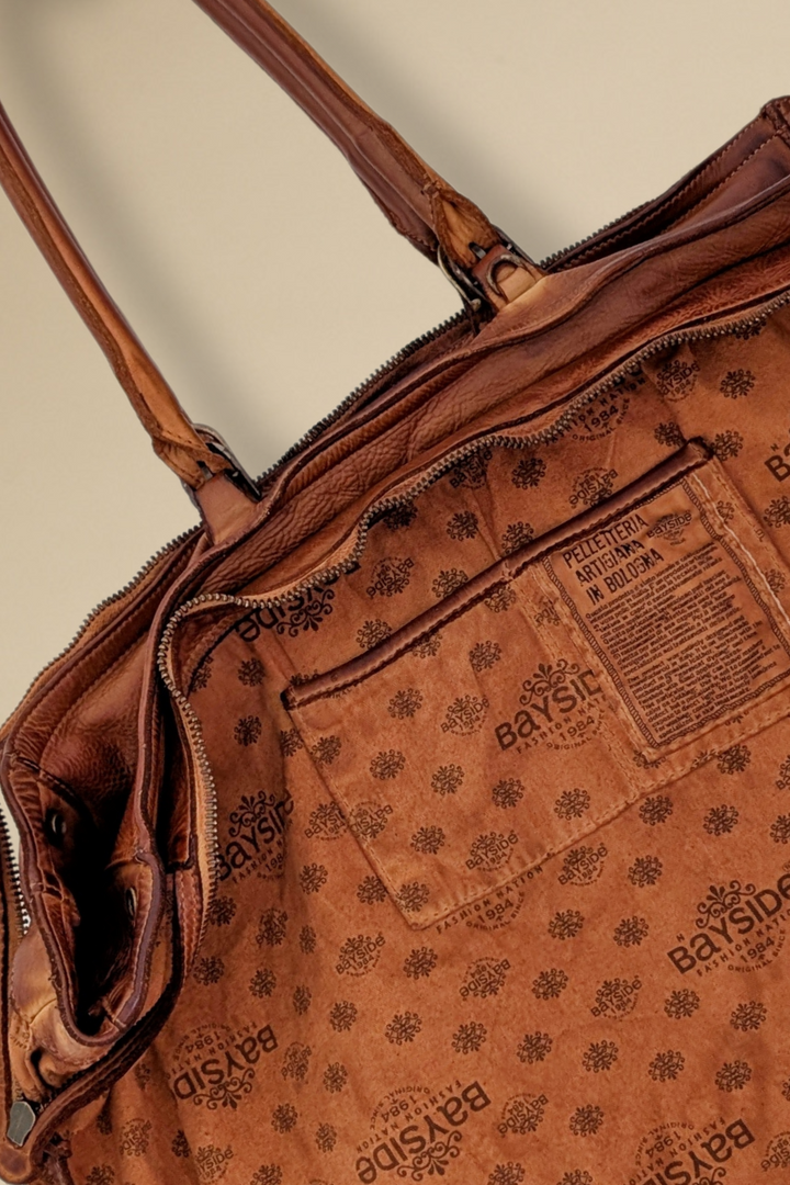 Bayside84 XL Classic Fringe Tote - Cognac