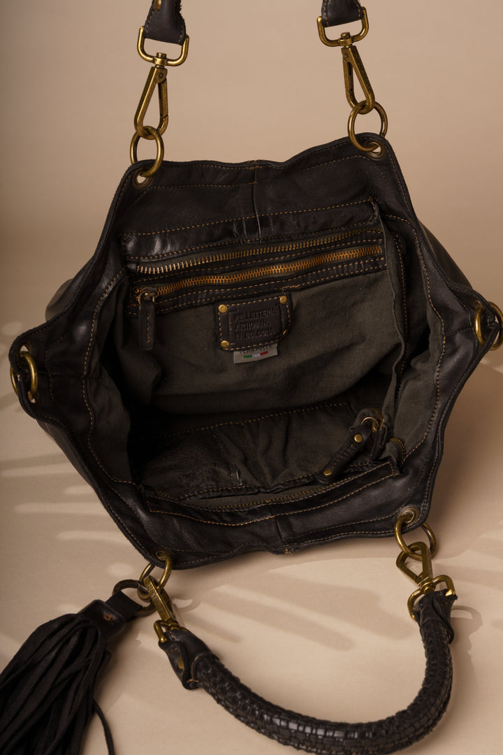 Calla Lily Convertible Hobo Interior - Black