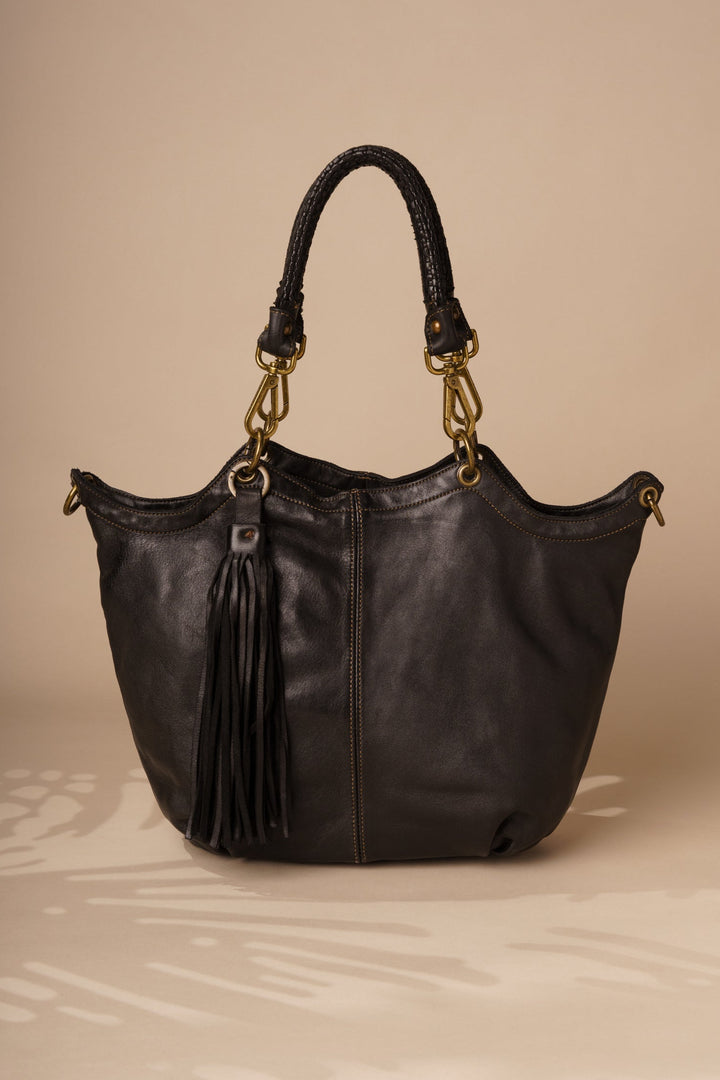Calla Lily Convertible Hobo - Black | Lusher 