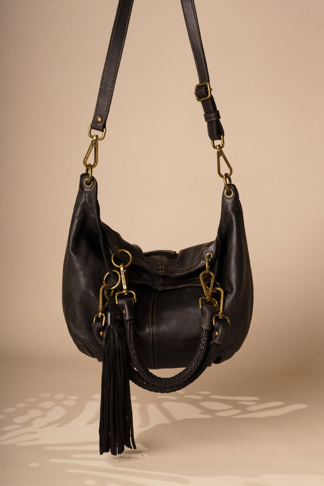 Calla Lily Convertible  Hobo Crossbody Style - Black | Lusher 